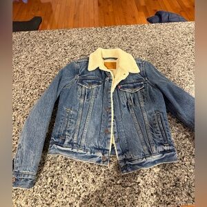 Levi's Blue Denim Jacket with Cream Sherpa Collar